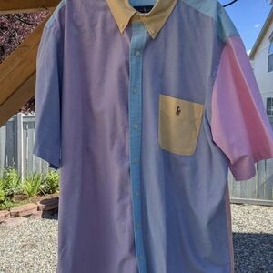 Polo Ralph Lauren Multicolor Pastel Colorblock Short Sleeve Shirt 2XLT